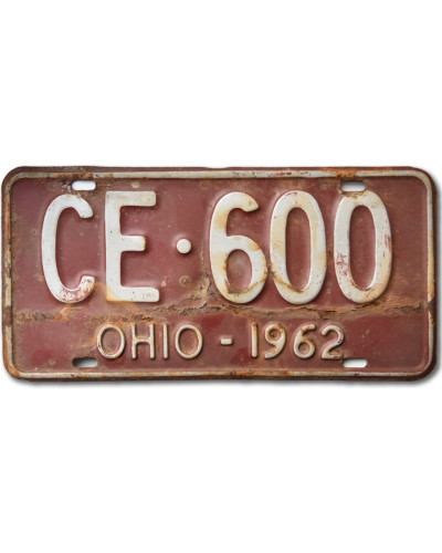 Amerikai rendszám Ohio 1962 Red CE 600 rear