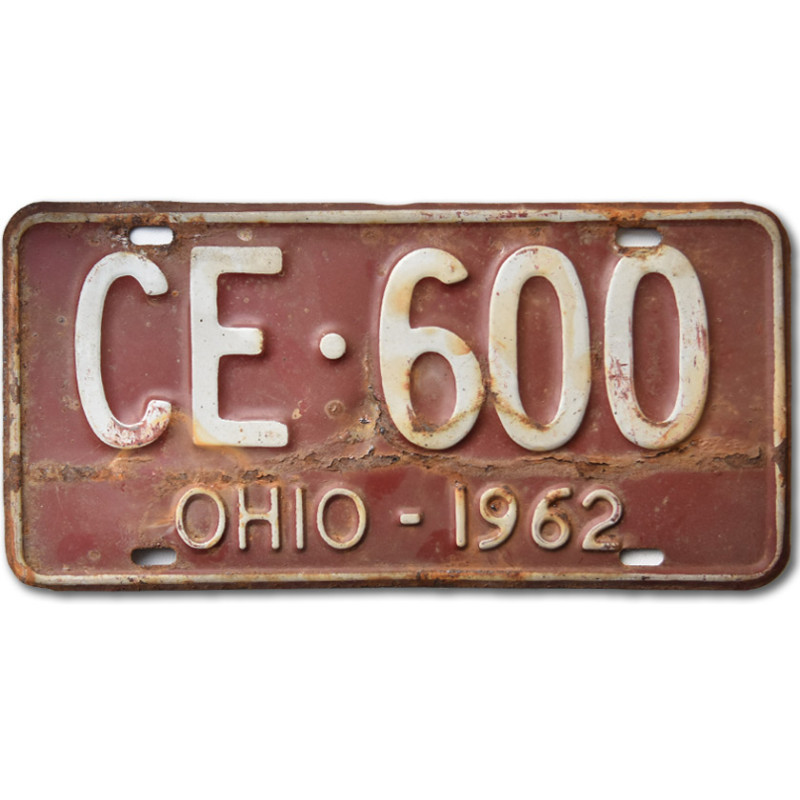 Amerikai rendszám Ohio 1962 Red CE 600 rear