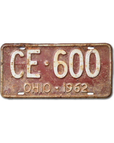 Amerikai rendszám Ohio 1962 Red CE 600