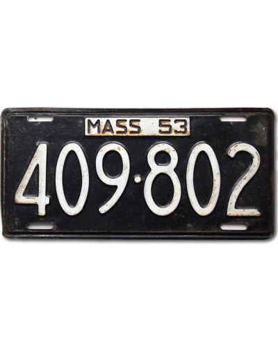 Amerikai rendszám Massachusetts 1953 Black 409-802