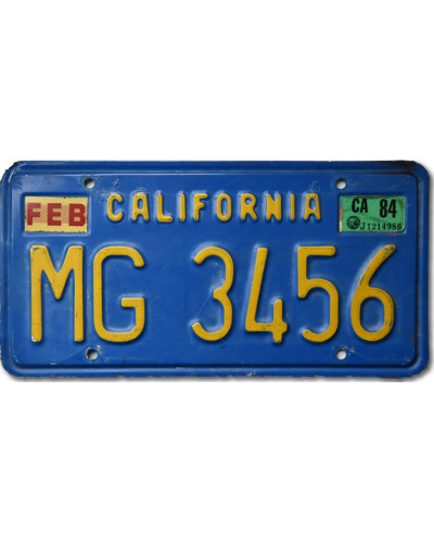 Amerikai rendszám California Blue MG 3456
