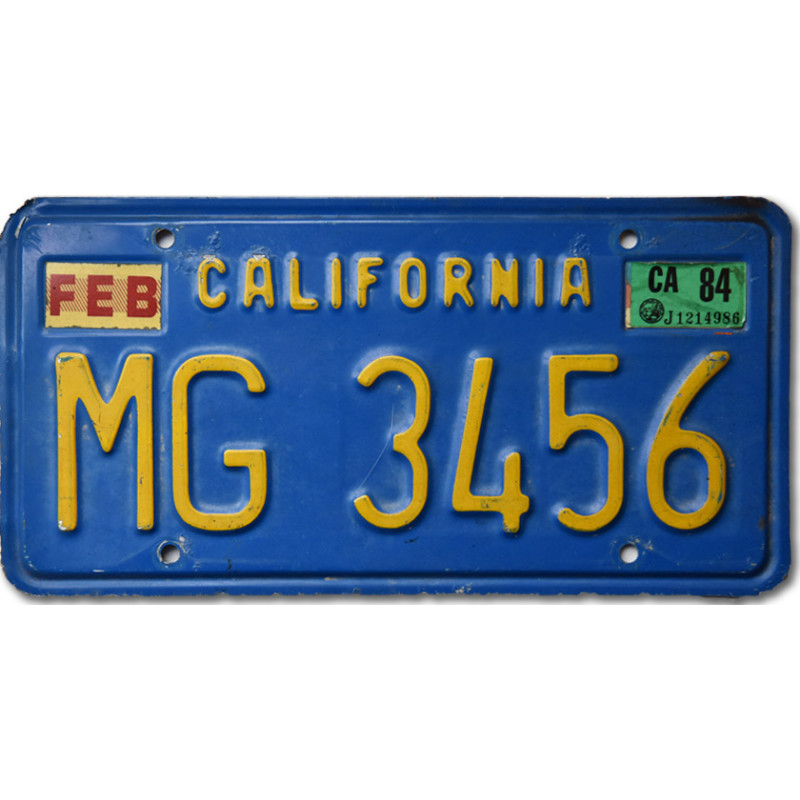Amerikai rendszám California Blue MG 3456