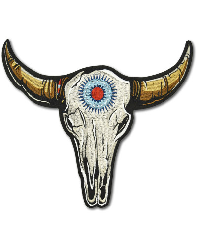 Motoros folt Tribal Buffalo Head XXL hátul 29 cm x 26 cm