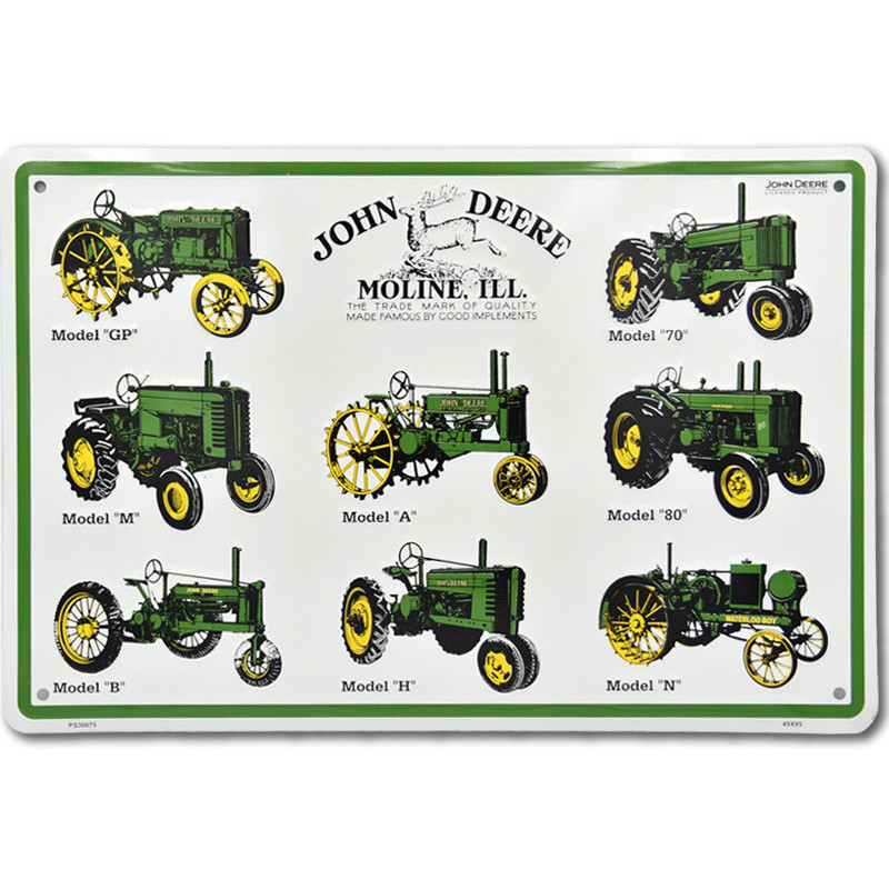 Plechová cedule John Deere models 30 cm x 45 cm