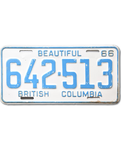 Kanadai rendszám British Columbia 1966 White 642-513