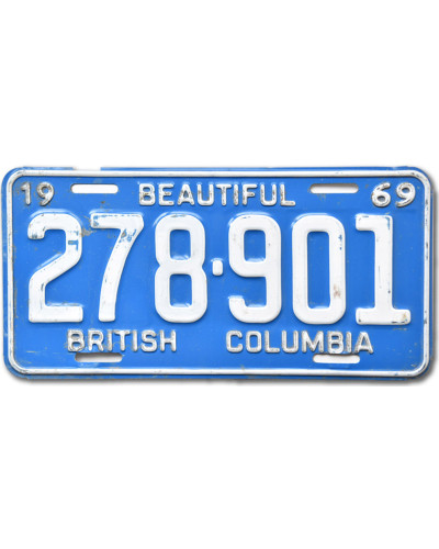 Kanadai rendszám British Columbia 1969 Blue 278-901