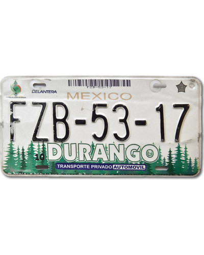 Mexikói rendszám Coahuila Durango FZB-53-17