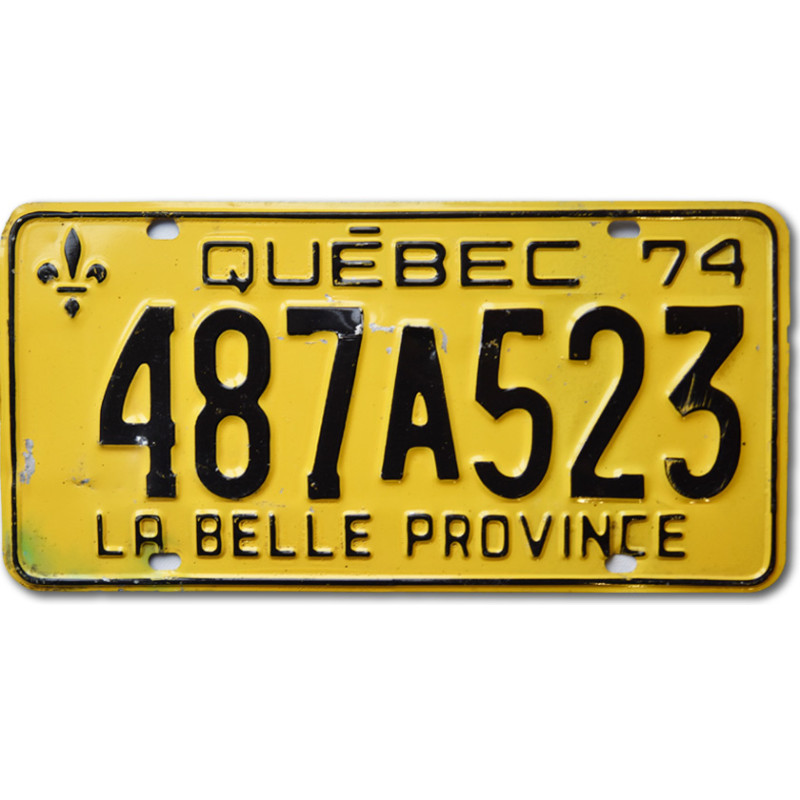 Kanadai rendszám Quebec 1974 Yellow 487A523