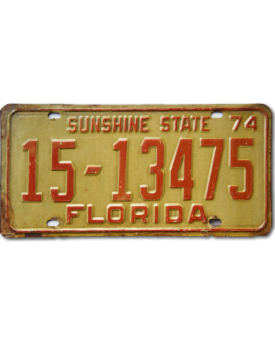 Amerikai rendszám Florida 1974 Sunshine State 15-13475