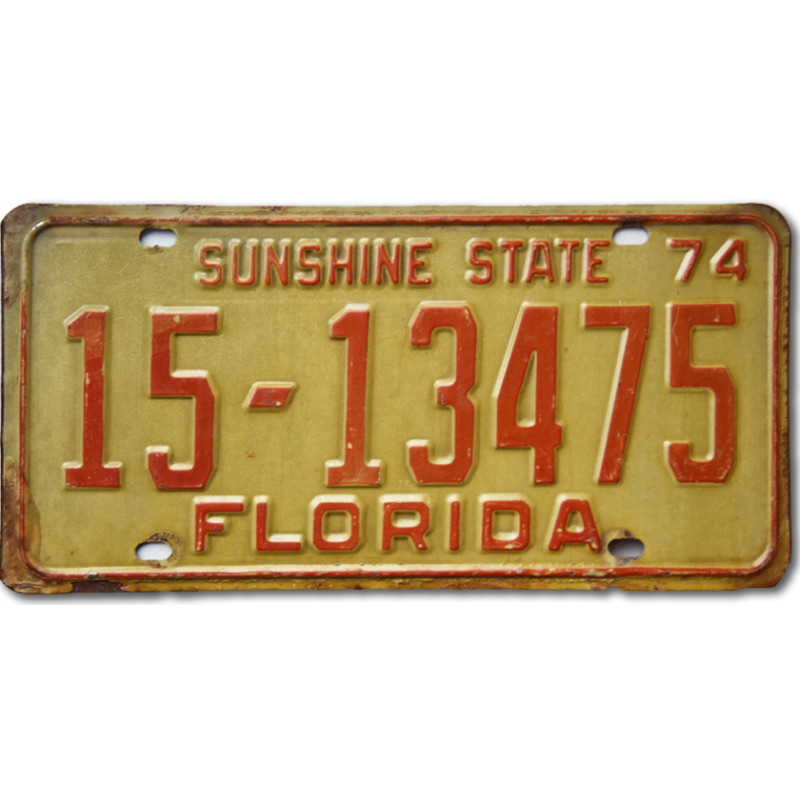 Amerikai rendszám Florida 1974 Sunshine State 15-13475