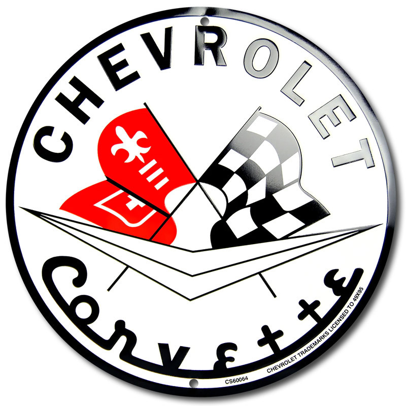 Fém tábla Chevrolet Corvette round 30 cm a