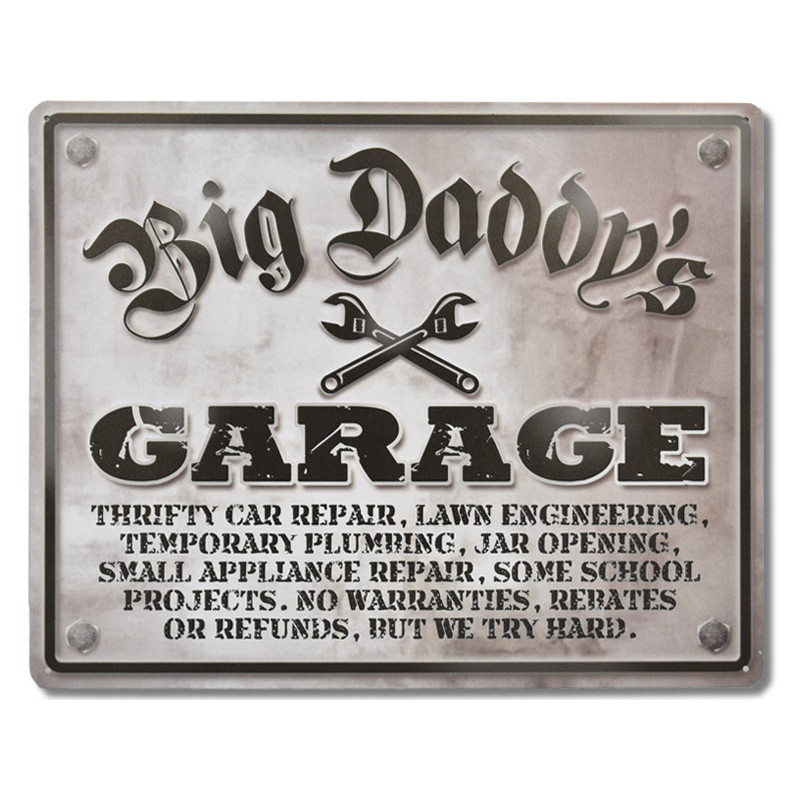 Fém tábla Big Daddys Garage 30 cm x 38 cm a