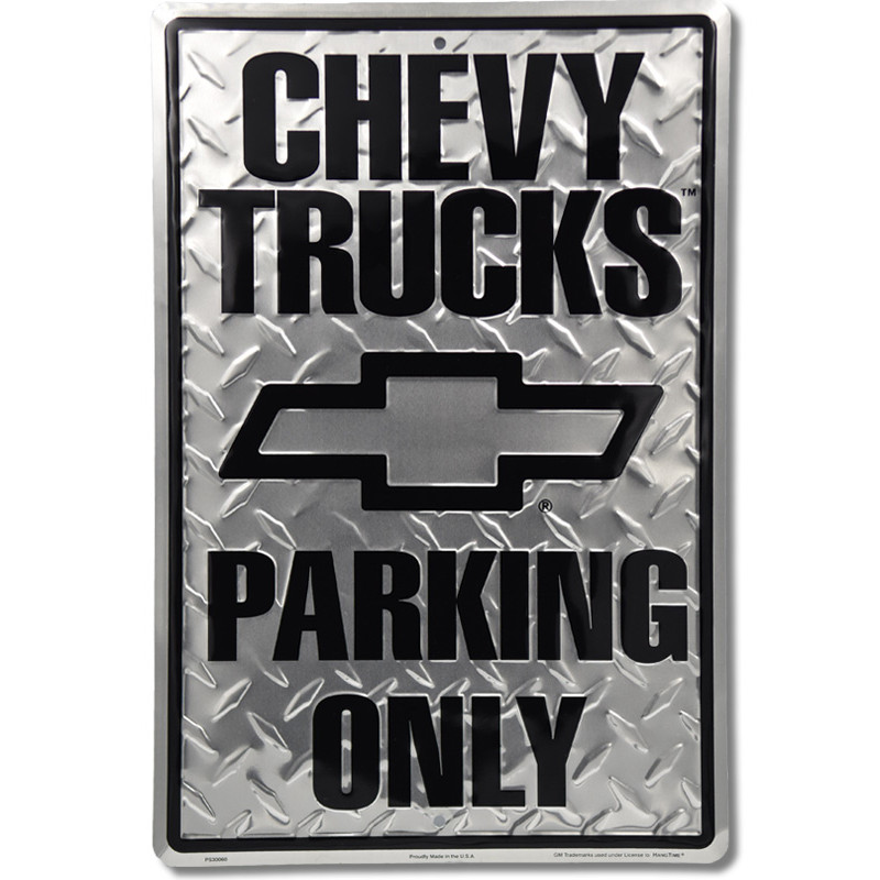 Fém tábla Chevy Trucks Parking 30 cm x 45 cm a