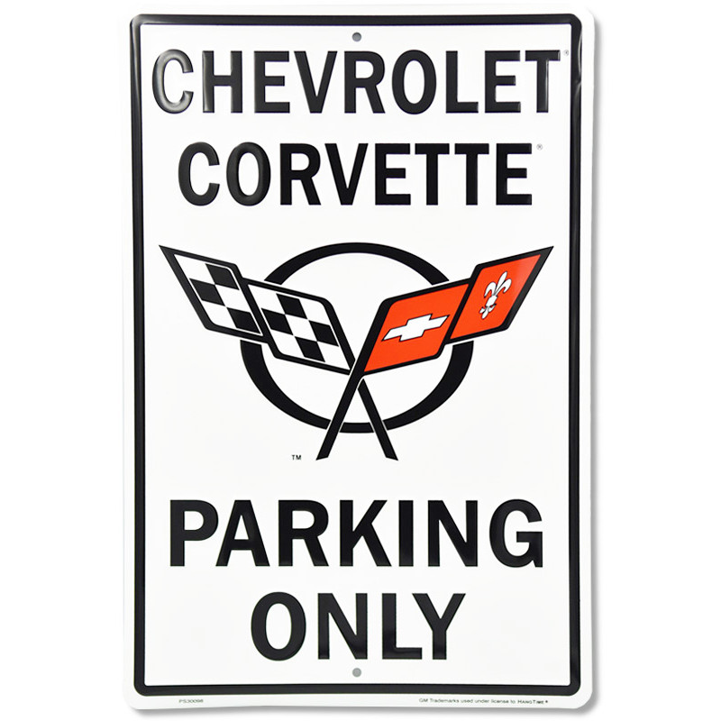 Fém tábla Chevrolet Corvette Parking 30 cm x 45 cm a