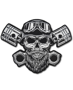Moto nášivka Bearded Skull na záda 32 cm x 25 cm