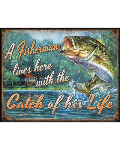 Fém tábla Fishermans Catch 32 cm x 40 cm