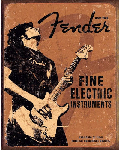 Fém tábla Fender - Rock On 40 cm x 32 cm