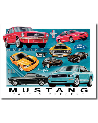 Fém tábla Ford Mustang Chronology 32 cm x 40 cm