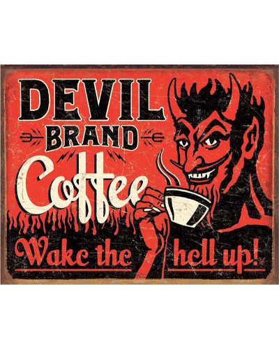 Fém tábla Devil Brand Coffee 40 cm x 32 cm