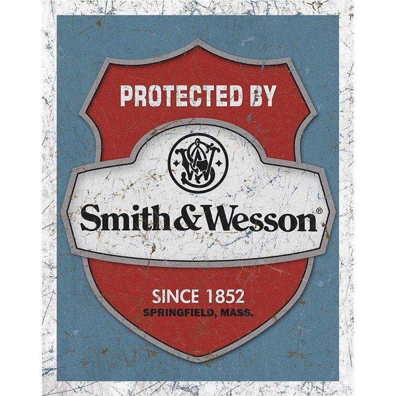 Fém tábla Smith & Wesson - Protected 40 cm x 32 cm