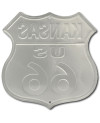 Plechová cedule Route 66 Kansas Shield embosovaná 27 cm x 27 cm