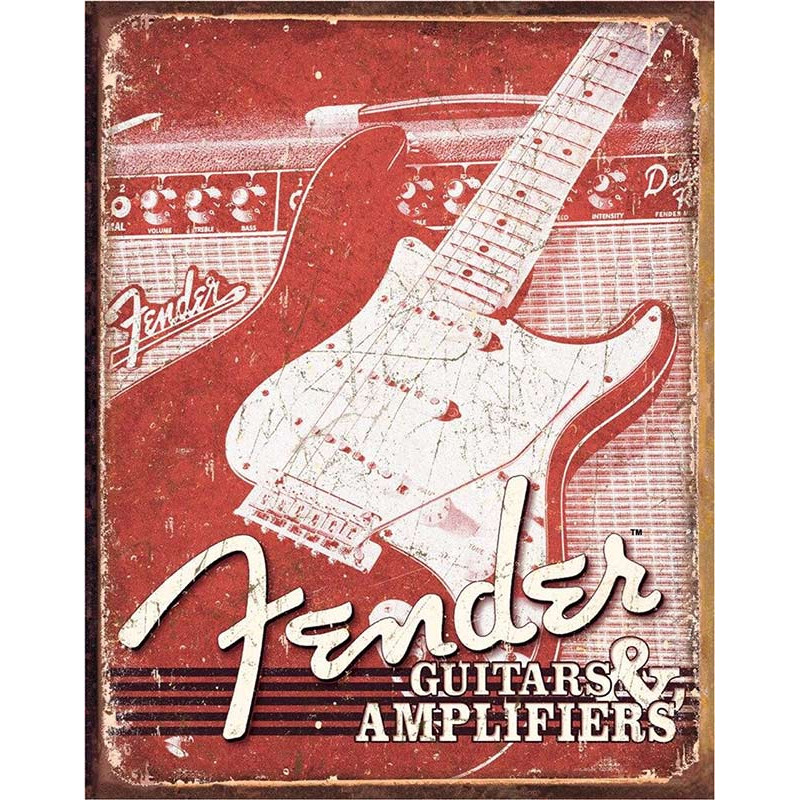 Fém tábla Fender Weathered 40 cm x 32 cm