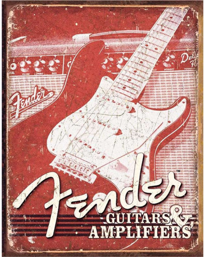 Fém tábla Fender Weathered 40 cm x 32 cm