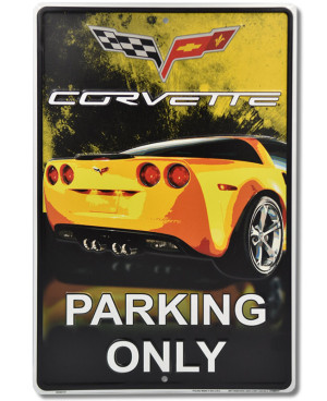 Plechová cedule Corvette Yelow Parking 30cm x 45 cm