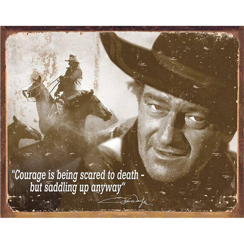 Fém tábla John Wayne - Courage 40 cm x 32 cm