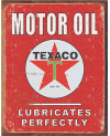 Plechová cedule Texaco - Lubricates Perfectly 32 cm x 40 cm