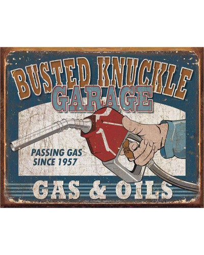 Fém tábla Busted Knuckle Gas & Oils 40 cm x 32 cm