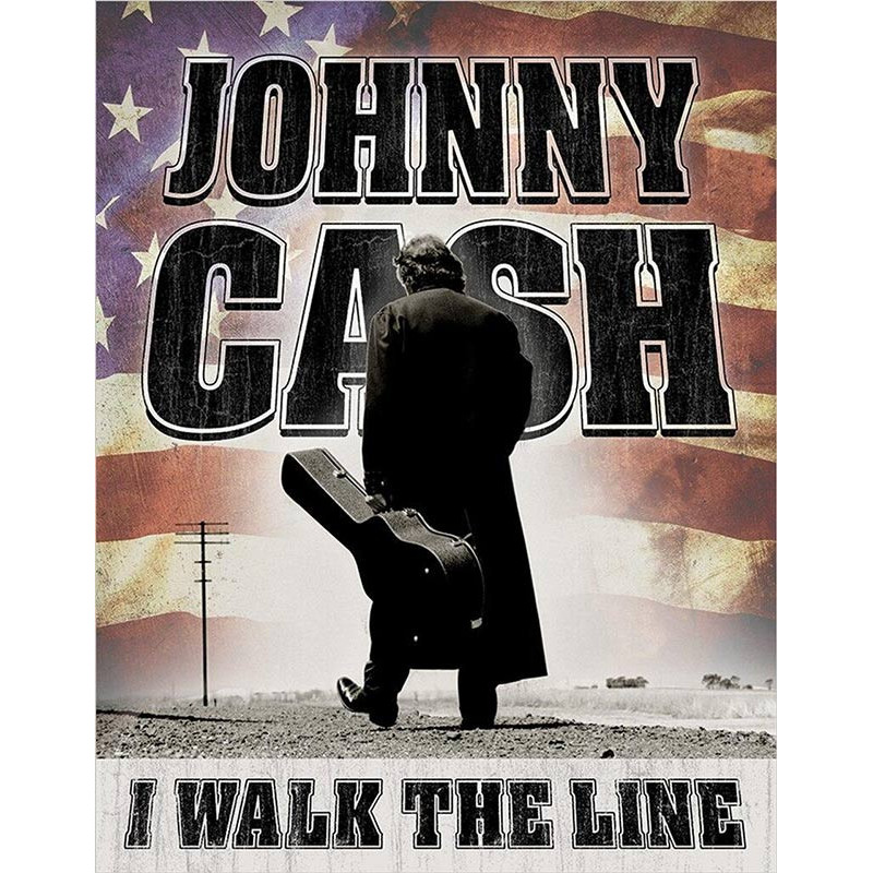 Plechová cedule Johnny Cash -  Walk the Line 32 cm x 40 cm