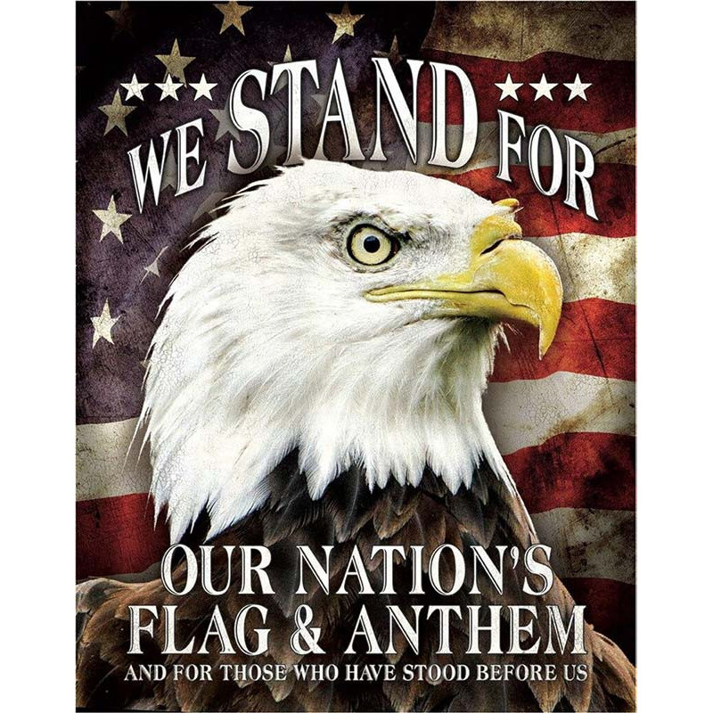 Plechová cedule We Stand For Our Flag 40 cm x 32 cm