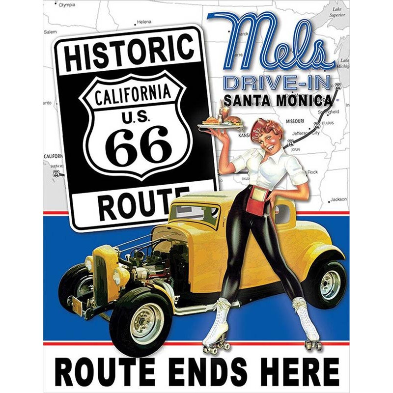 Plechová cedule Mels Diner - Route 66 40 cm x 32 cm a