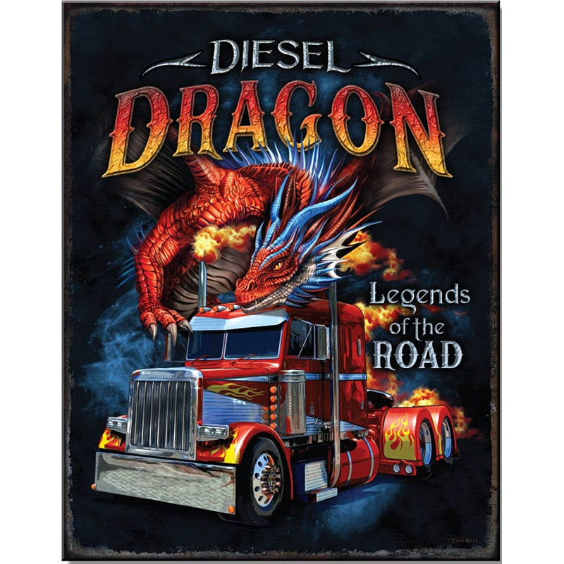 Fém tábla Diesel Dragon 40 cm x 32 cm
