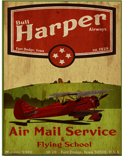 Fém tábla Harper Air Mail Service 40 cm x 32 cm