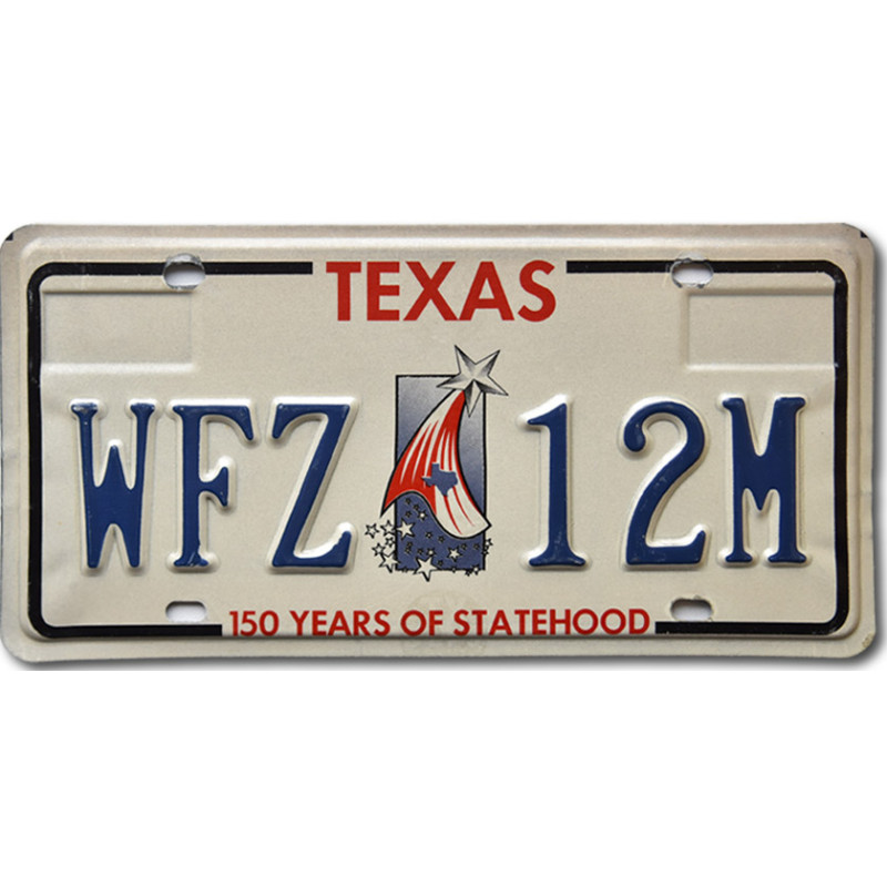 Amerikai rendszám Texas 150 years WFZ 12M