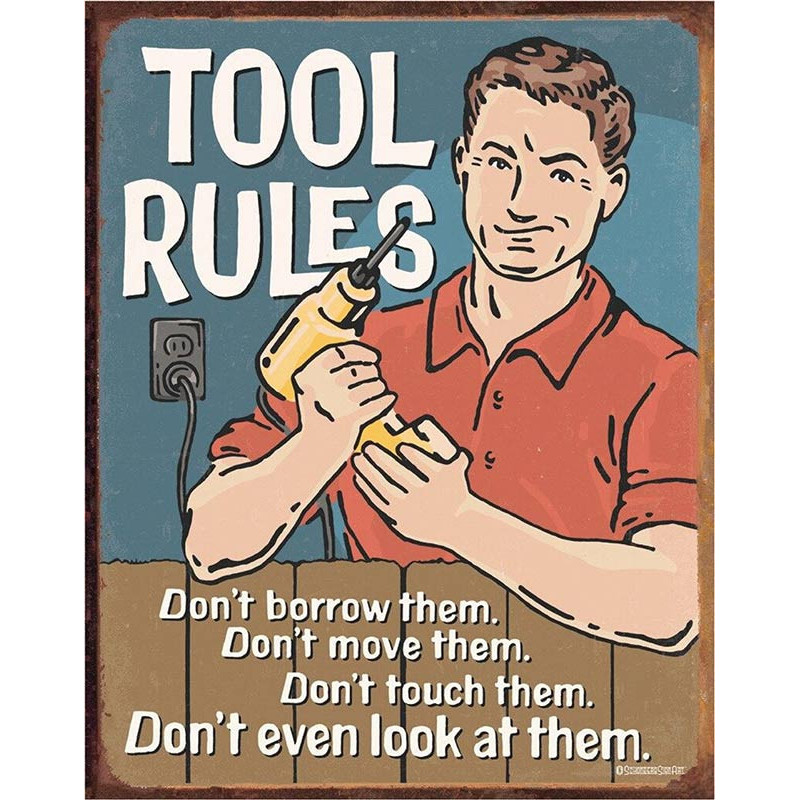 Plechová cedule Tool Rules 40 cm x 32 cm