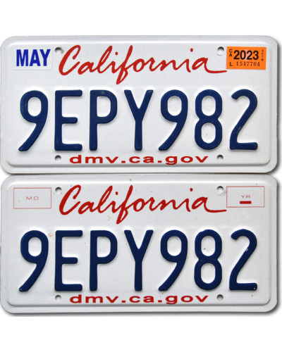 Amerikai rendszám California 9EPY982 pár