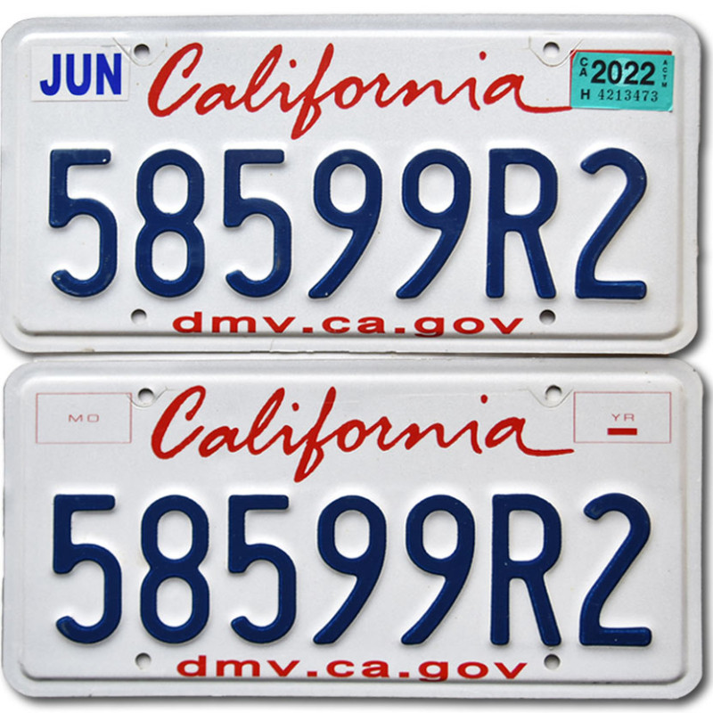 Amerikai rendszám California 58599R2 pár