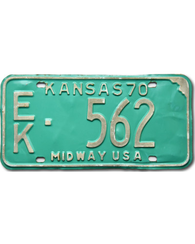 Amerikai rendszám Kansas 1970 Green EK 562