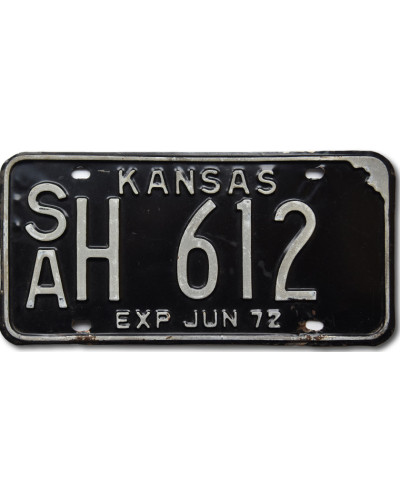Amerikai rendszám Kansas 1972 Black SAH 612