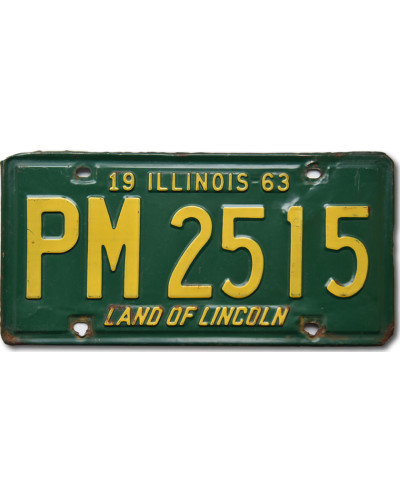 Amerikai rendszám Illinois 1963 Green PM 2515