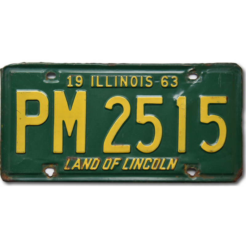 Amerikai rendszám Illinois 1963 Green PM 2515