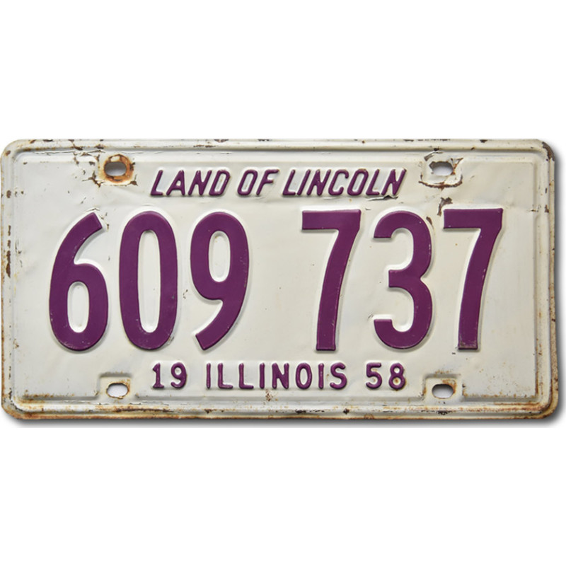 Amerikai rendszám Illinois 1958 White 609 737
