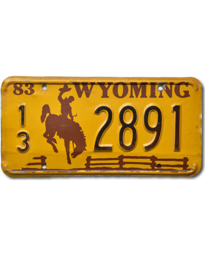 Amerikai rendszám Wyoming 1983 Yellow 13-2891