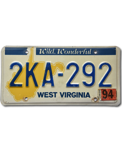 Amerikai rendszám West Virginia 2KA-292