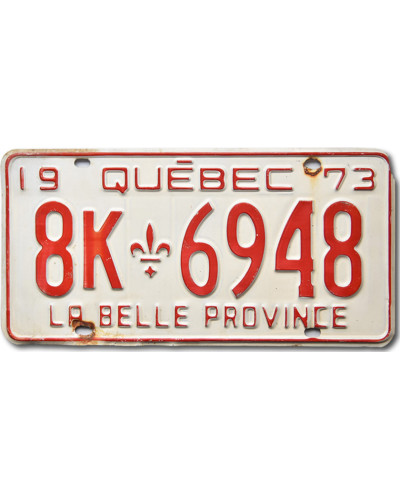 Kanadai rendszám Quebec 1973 White 8K-6948
