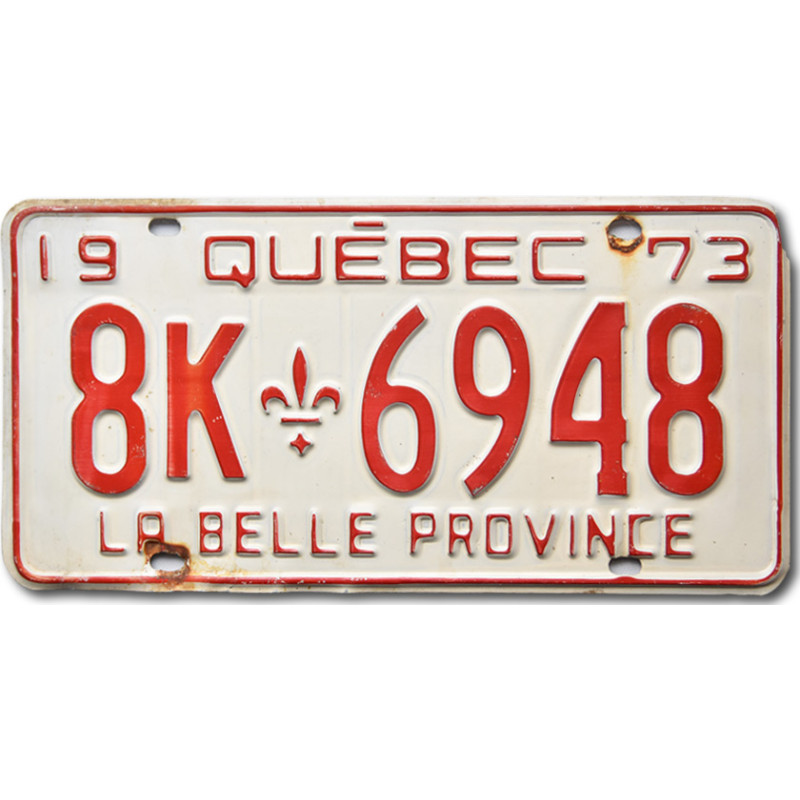 Kanadai rendszám Quebec 1973 White 8K-6948