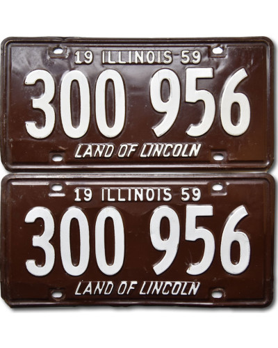 Amerikai rendszám Illinois 1959 Brown 300 956 pár